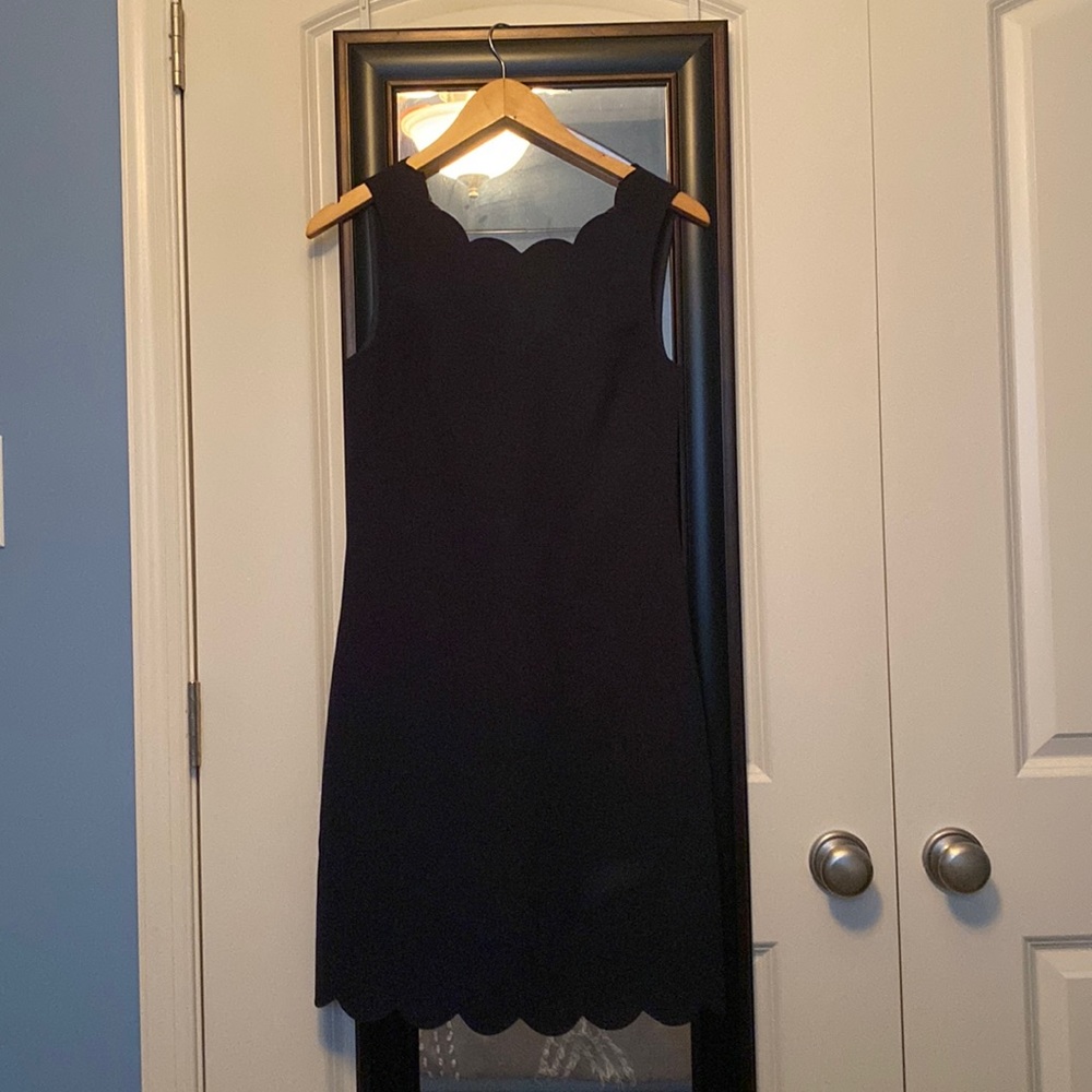 Navy Scalloped J Crew Dress